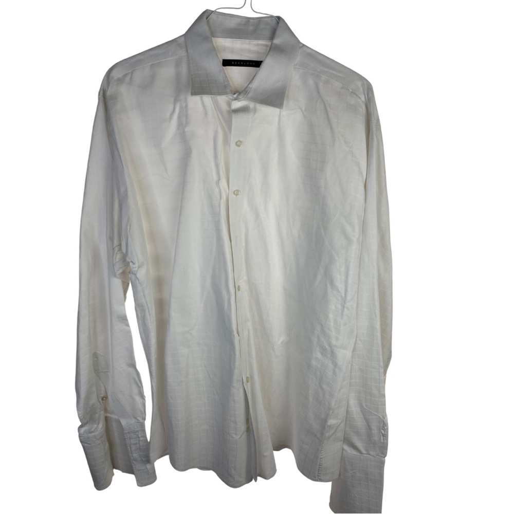 Sean John Men’s Long Sleeve Dress Shirt – 18 36/37 – White
